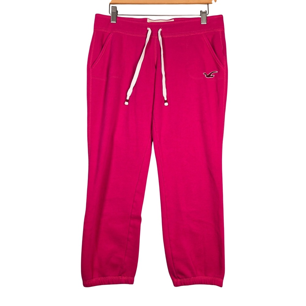 Hollister Capri Joggers Sweatpants Women Small Pink Mcbling Y2K Logo 2000s